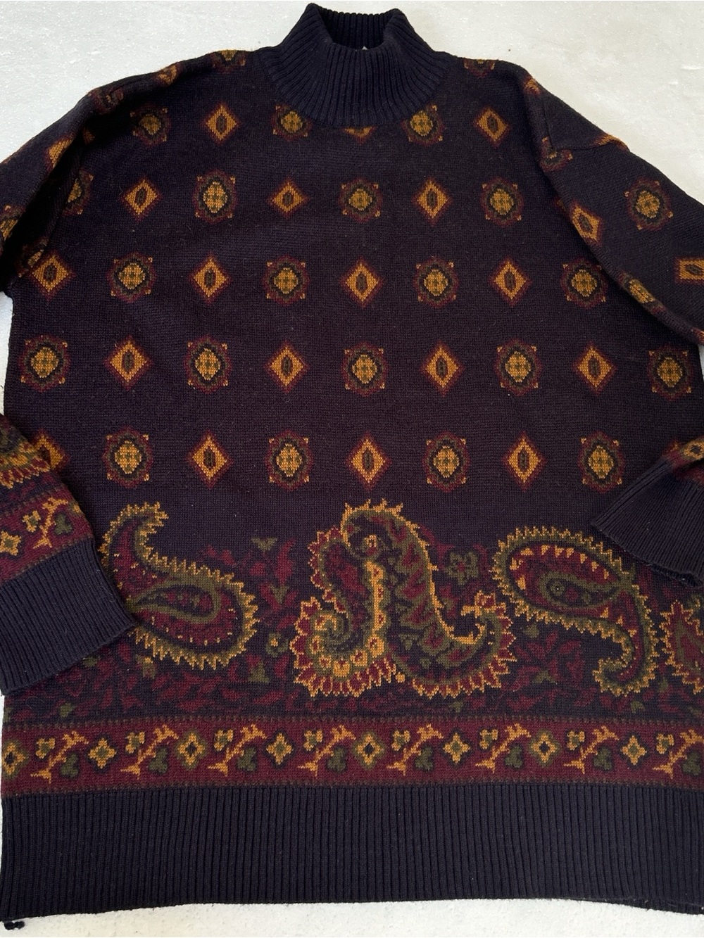 Young fabulous & broke women’s mock-neck knit pullover sweater paisley